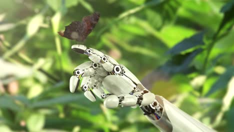 robot hand and butterfly