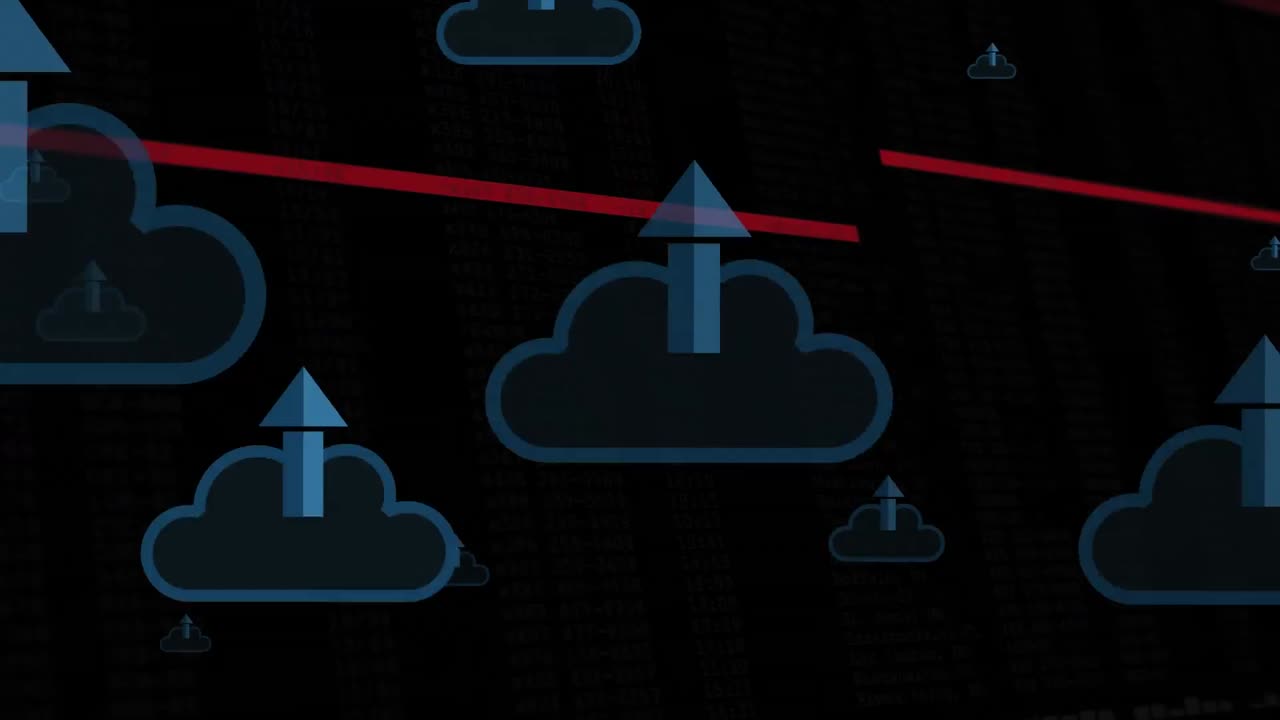 animación de nubes con flechas sobre líneas.