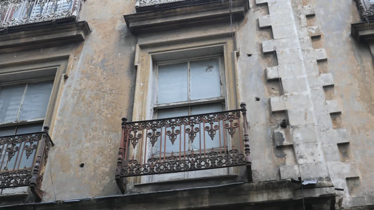 Old Building Facade with Balconies