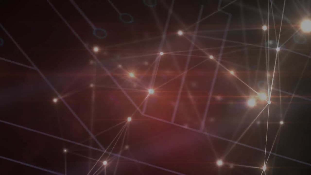 Animation of networks of connections over black background