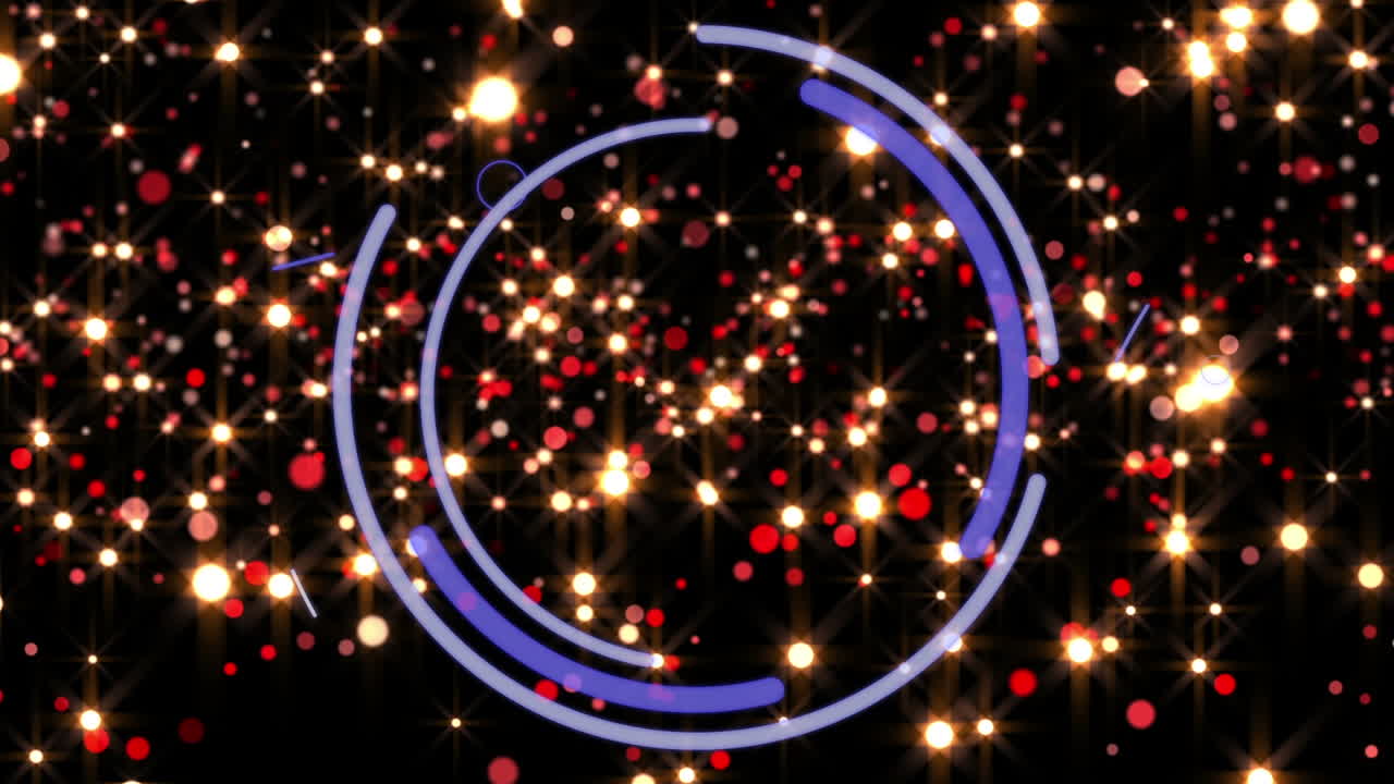 다채로운 효과의 애니메이션과 검은 바탕에 원을 가진 디지털 눈