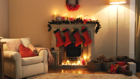 Fireplace-decorate-with-christmas-decor-and-ornaments
