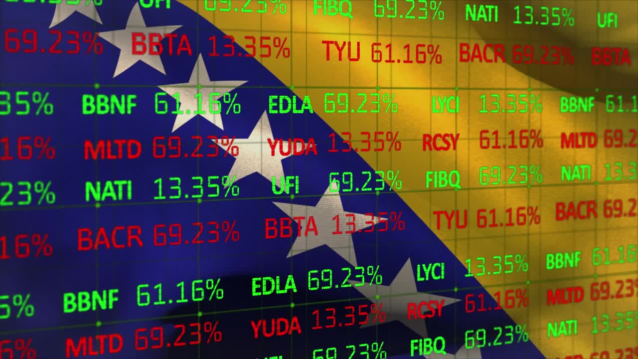 Animazione di elaborazione dati finanziari su uomo d'affari caucasico che usa smartphone