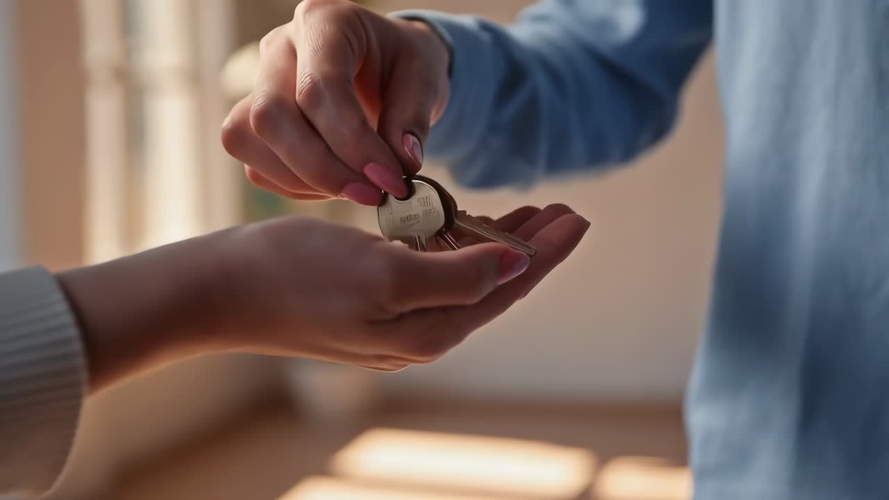 Exchange of keys between two people's hands