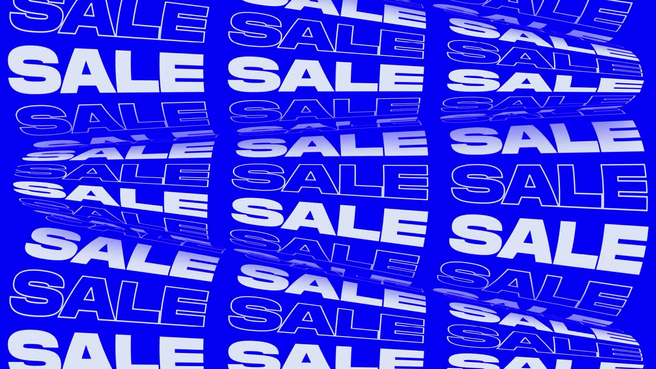 venta azul brillante animación promocional bucle de fondo. rollos de palabras perceptibles bajo precio cartel de venta banner para publicidad promocional. venta llamativa medios sociales vídeo de anuncio de marketing cinético.