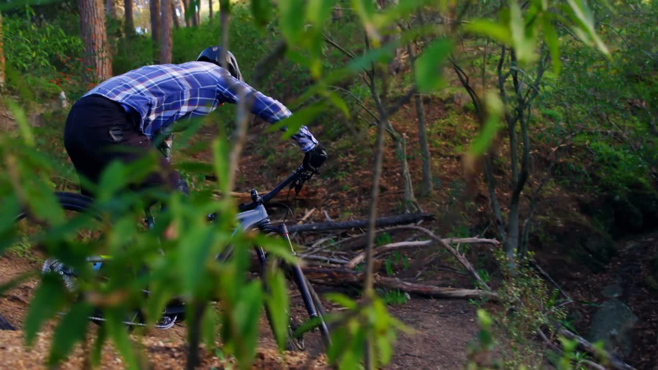hombre montando en bicicleta en el bosque 4k
