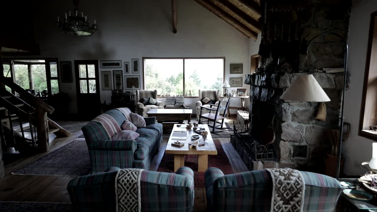 Spacious livingroom fireplace Patagonia Argentina