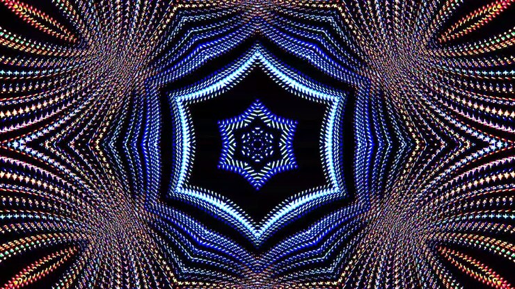 Bright abstract light governing full color, kaleidoscope,blue background
