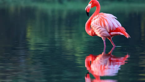 pink flamingos in calm water