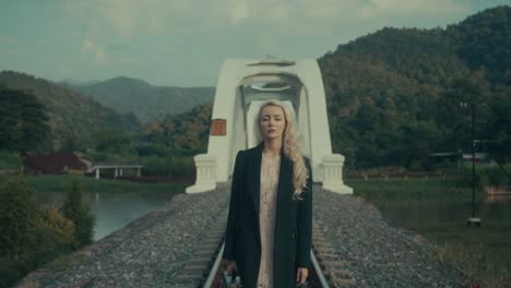 woman on a bridge