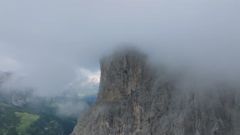 aerial reveal drone footage of the town of corvara