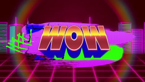 animación de wow con contorno de la ciudad en el espacio abstracto digital