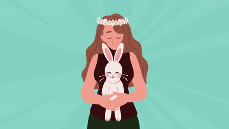 woman lovely rabbit character animation