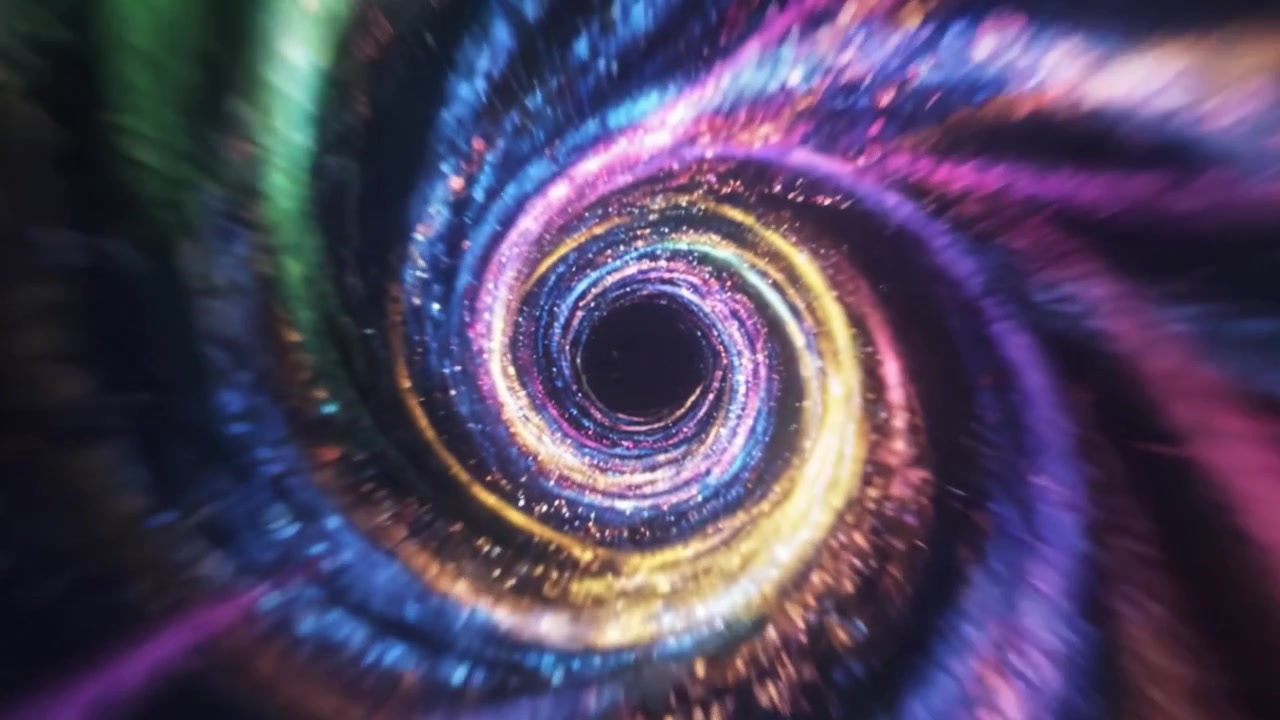 A Mesmerizing Journey Through a Colorful Cosmic Vortex, Transforming the Perception of Space and Time in an Awe-Inspiring Visual Spectacle of Light and Motion