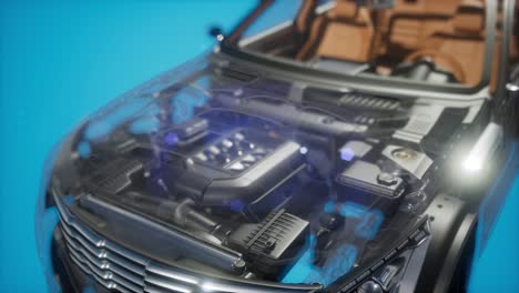 detailed car engine and other parts