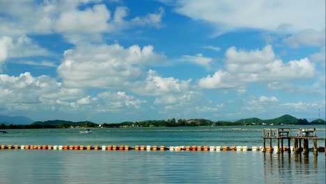 4k seascape with blue sky and cloud at chantaburi,thailand