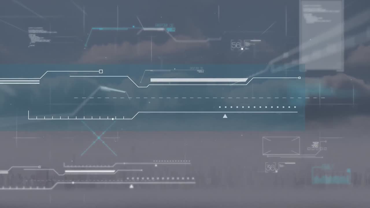 animación del procesamiento de datos sobre el paisaje urbano