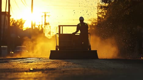 street cleaning at sunset