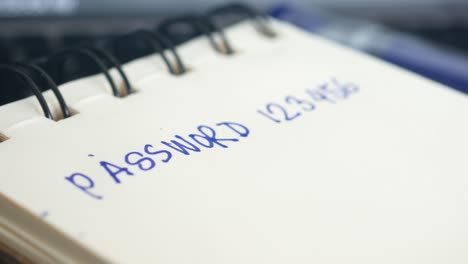 password written on notebook