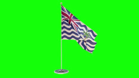 territorio británico del océano índico ilustración en bucle 3d de un pequeño poste de bandera