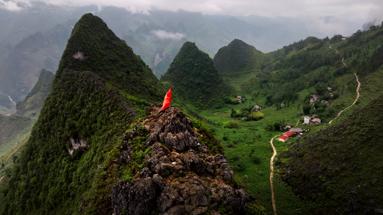 Breathtaking Aerial View of Karst Mountains in Ha Giang, Vietnam