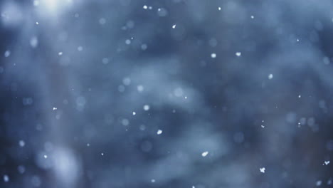 snow falling during a storm in slow motion to show snowflakes in a stationary shot