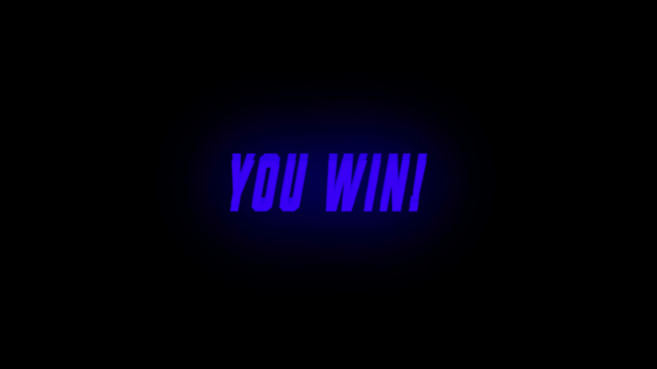 Animation von Text 'You Win' auf schwarzem Hintergrund