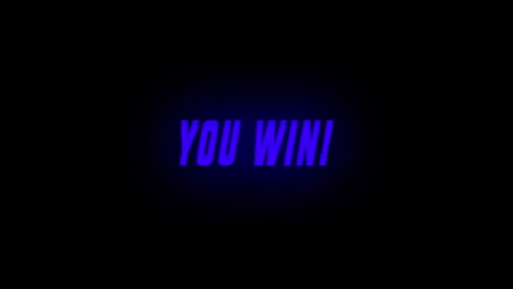 animation of you win text on black background