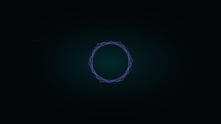 Animazione geometrica astratta di esagoni con linee al neon pulsanti