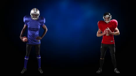 Animation-of-diverse-american-football-players-over-black-background