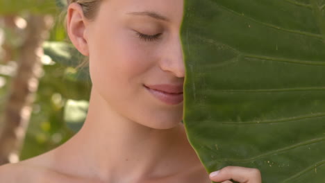 Calm-woman-looking-at-camera