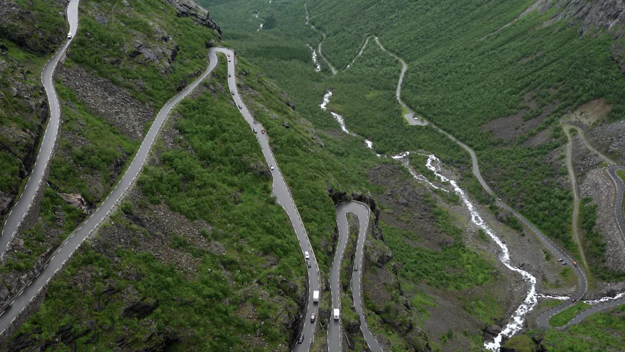 Troll's Path Trollstigen or Trollstigveien winding mountain road.