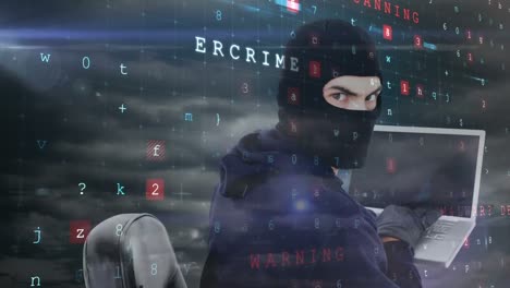 animación digital de un hacker hackeando la computadora portátil 4k