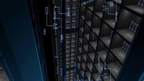 animation of financial data processing over computer servers