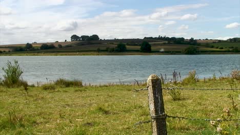 film of eyebrook reservoir traversing from right to left