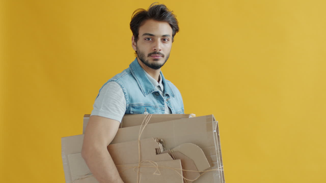 Man with Recycled Cardboard