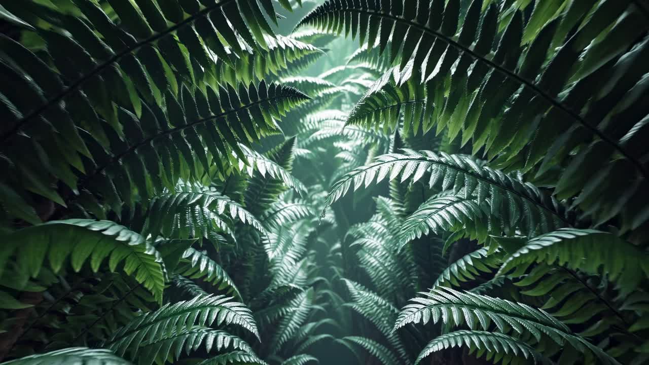 Lush Green Fern Leaves Under Light