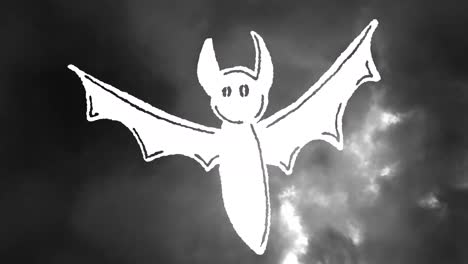 Animation-of-happy-bat-over-grey-background