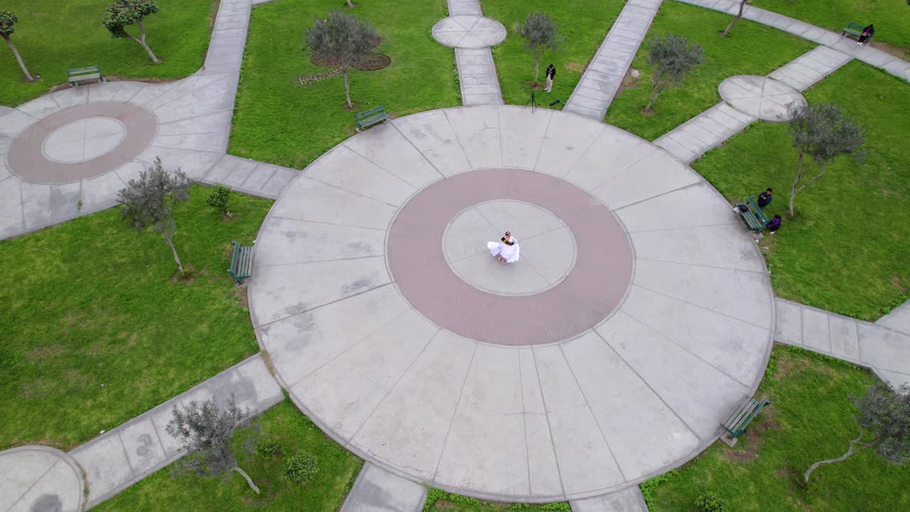Aerial View of Woman Dancing in Circular Park