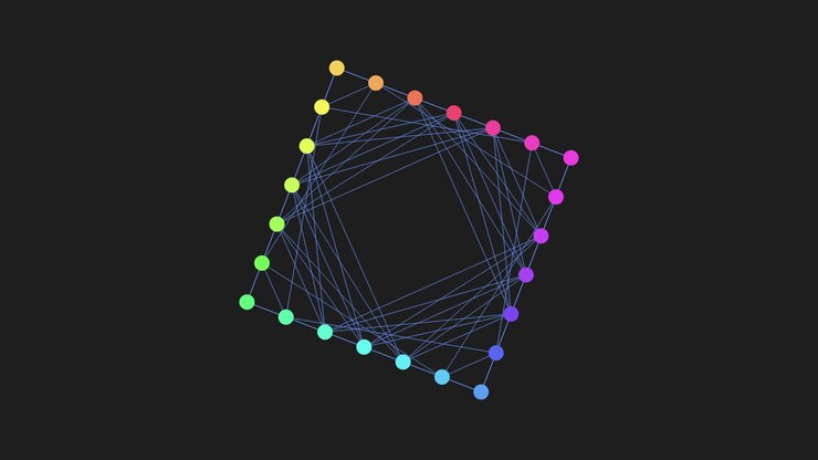 Colorful connected lines form diamond shape