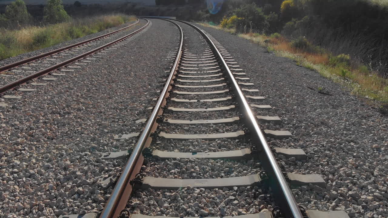 Flying over train rails