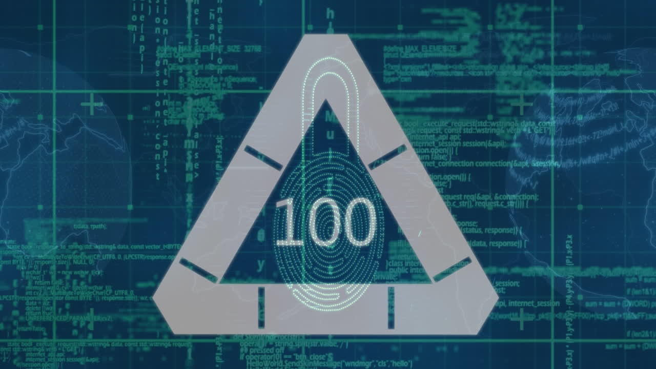 Animation of digital data processing over blue background