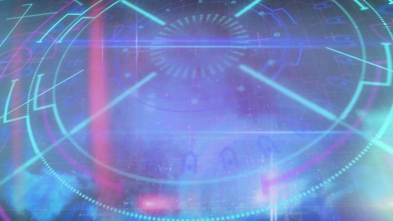 스캔 스 ⁇ 의 애니메이션과 파란색 배경에 빛나는 빛의 흔적