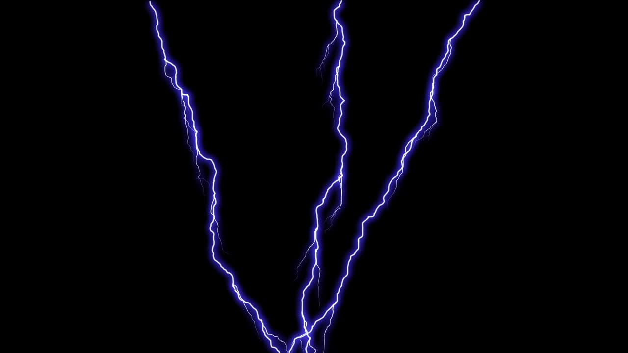 Lightning strikes on black background
