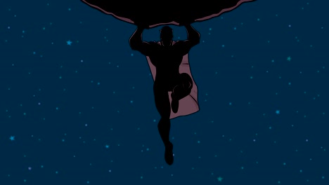 superhero holding boulder in space silhouette