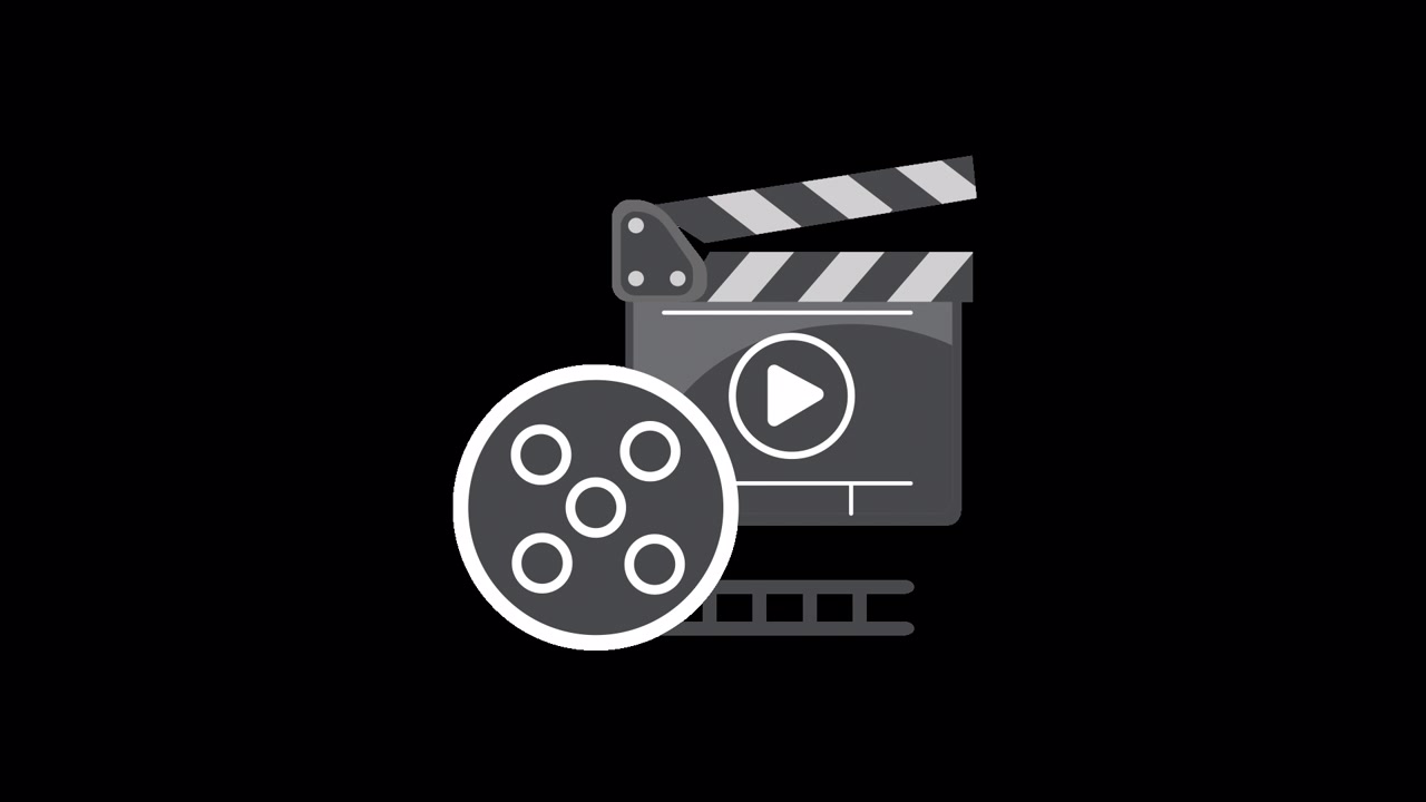 Animated Video Player Icon Transforming into Clapperboard and Film Reel