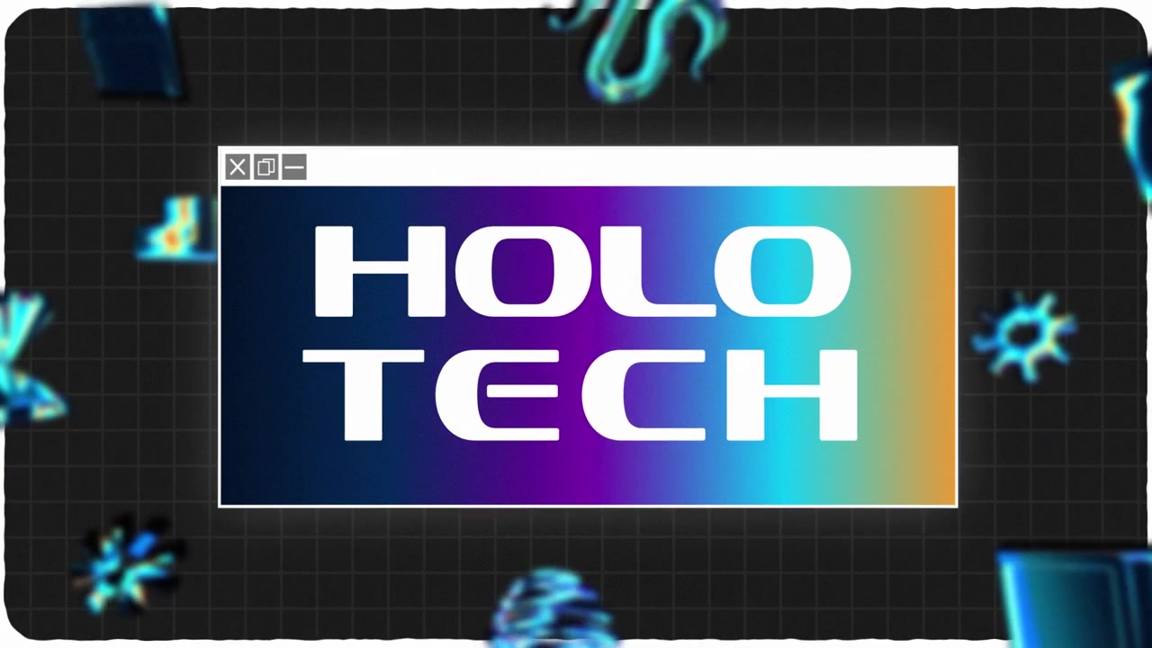 Animazione di interfaccia di tecnologia olografica con effetti glitch