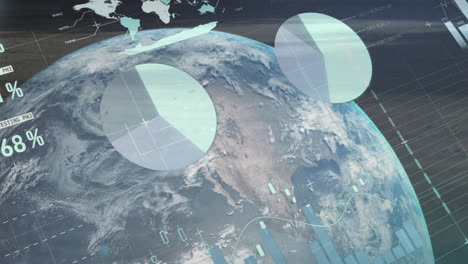 Animation-of-infographic-interface-over-globe-against-space