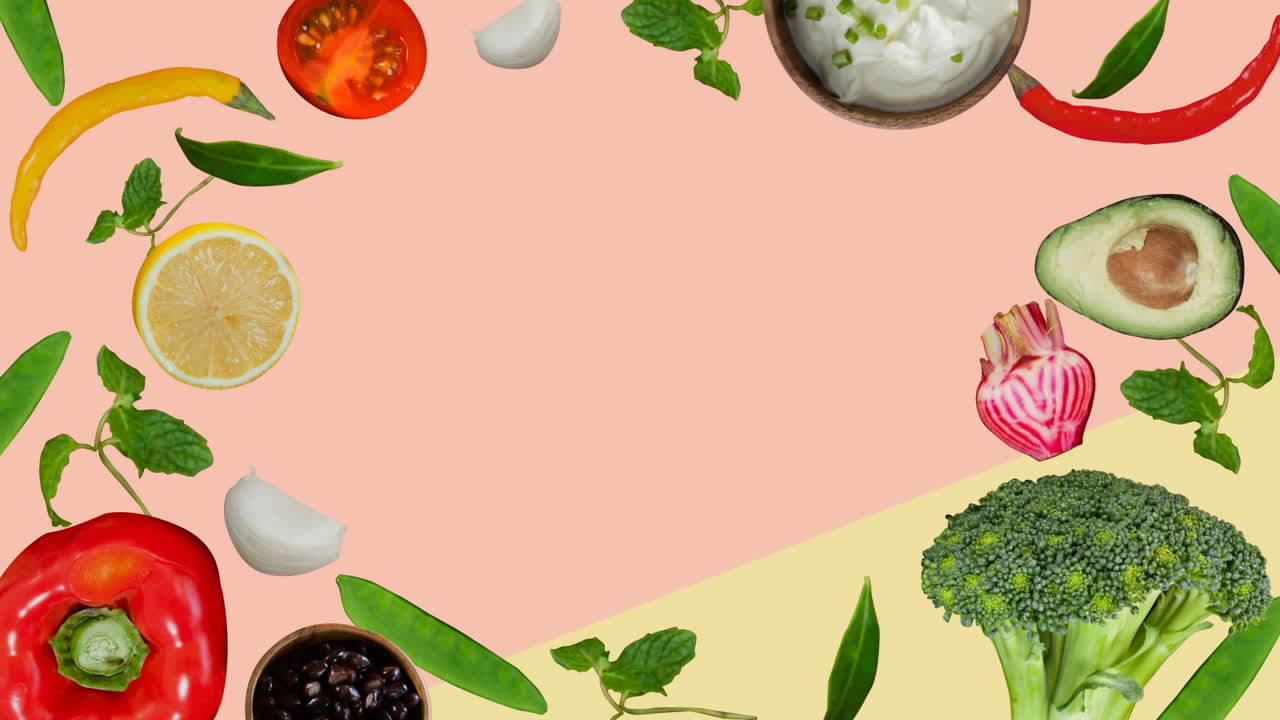 vídeo generado digitalmente de alimentos saludables