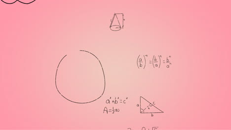 animación de fórmulas matemáticas escritas a mano sobre un fondo rosa